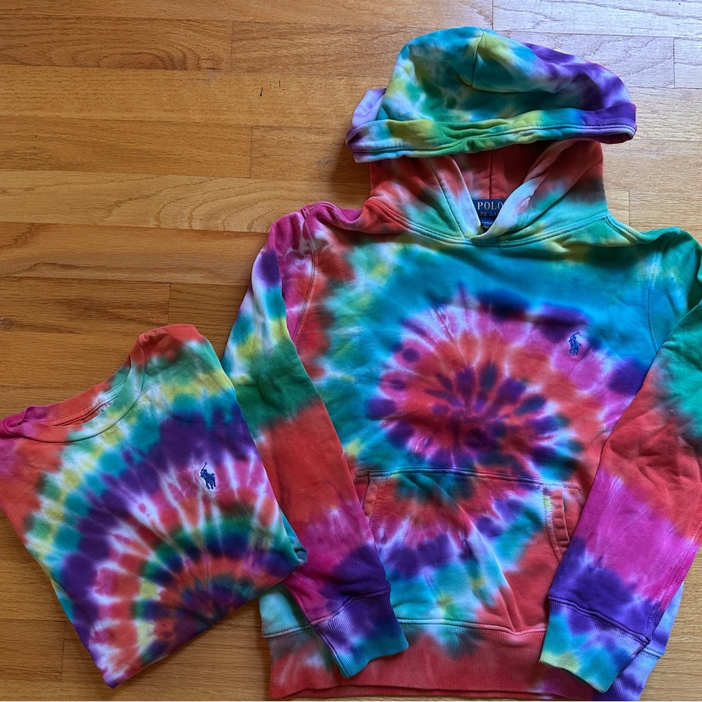 Polo by Ralph Lauren Kids Colorful Tie-Dye Hoodie (size10-12)  and Tee (size 8)
